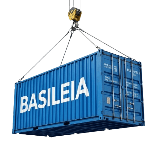 Hoisted Basileia Shipping Blue Container